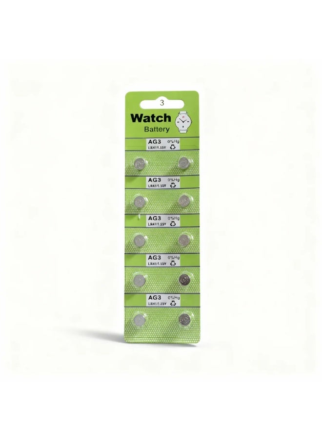 وبوت جي سي سي بطارية ساعة AG3 LR41 بجهد 1.55 فولت عبوة 10 قطع بطاريات زرية قلوية عالية الجودة متوافقة مع AG3 وLR41 و192 و384 للساعات، الألعاب، الآلات الحاسبة، مؤشرات الليزر والأجهزة الإلكترونية الصغيرة - Image 2